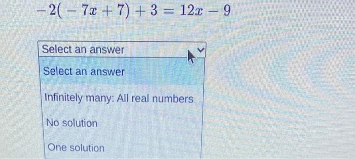 8x   4x   7 = −2   3(4x 5) how many solutions