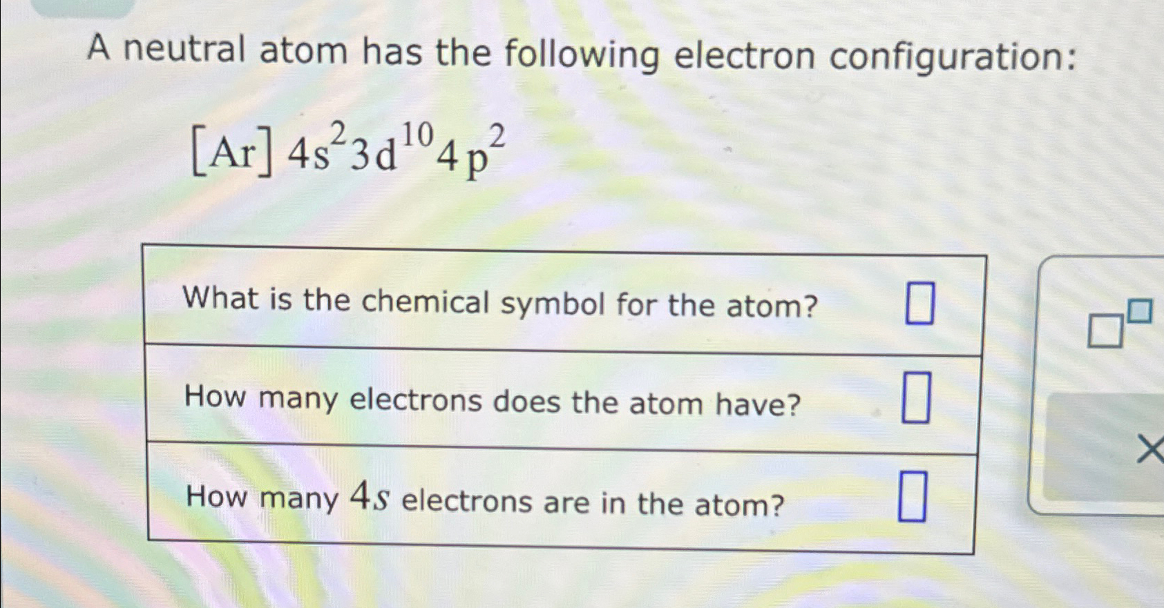 Solved A neutral atom has the following electron | Chegg.com