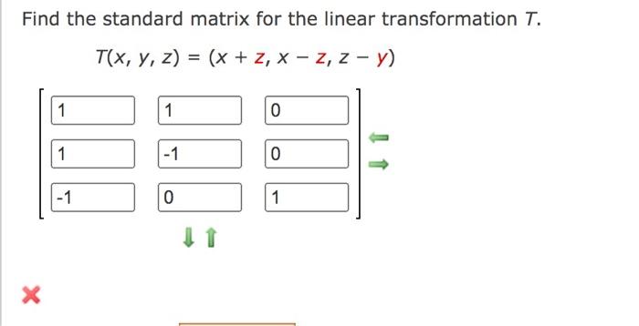Solved Find the standard matrix for the linear | Chegg.com