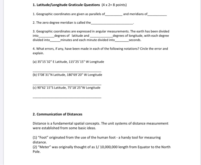 Solved 1 of 5 GEG 101 Latitude/ Longitude & Map Scale (36 | Chegg.com