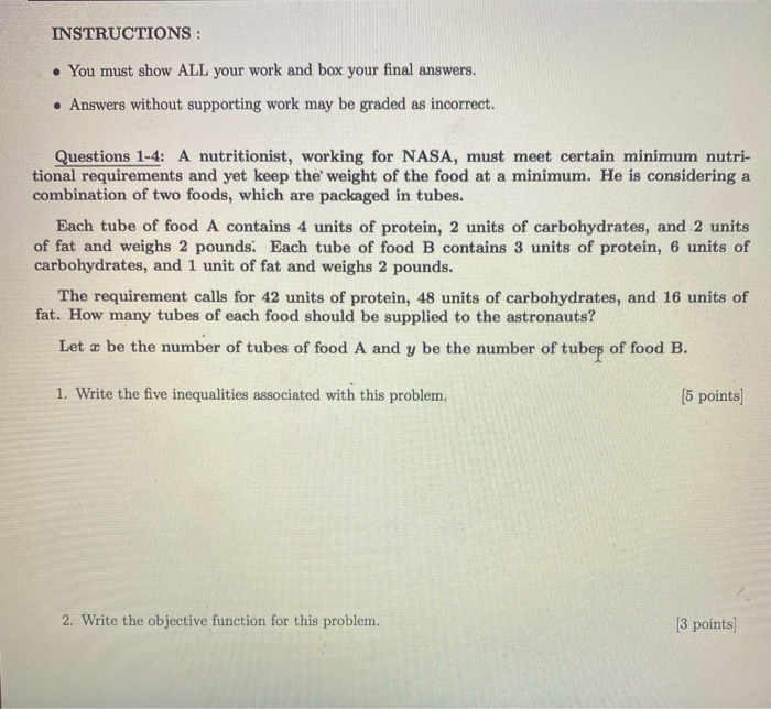 Solved INSTRUCTIONS : You must show ALL your work and box | Chegg.com