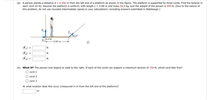 Solved (a) A person stands a distance d=0.400 m from the | Chegg.com