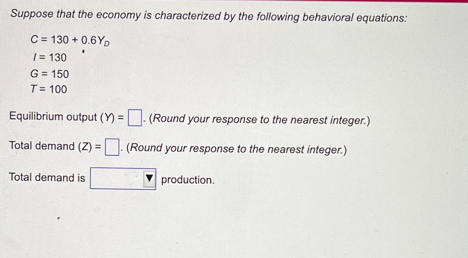 Solved Suppose That The Economy Is Characterized By The | Chegg.com