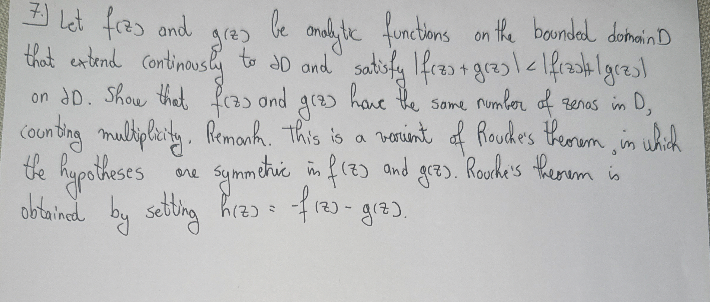 Solved Let F Z And G Z Be Analytic Functions On The Chegg Com