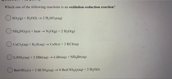 Solved Which One Of The Following Reactions Is An 5609