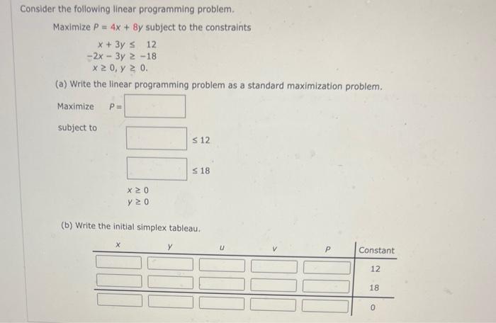 Solved Consider the following linear programming problem. | Chegg.com