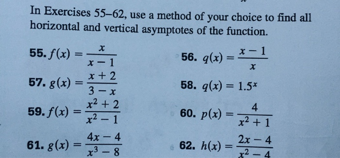 Solved In Exercises 55-62, use a method of your choice to | Chegg.com