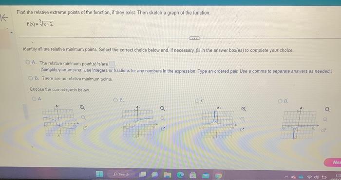 Solved Find the relative extreme points of the function, if | Chegg.com