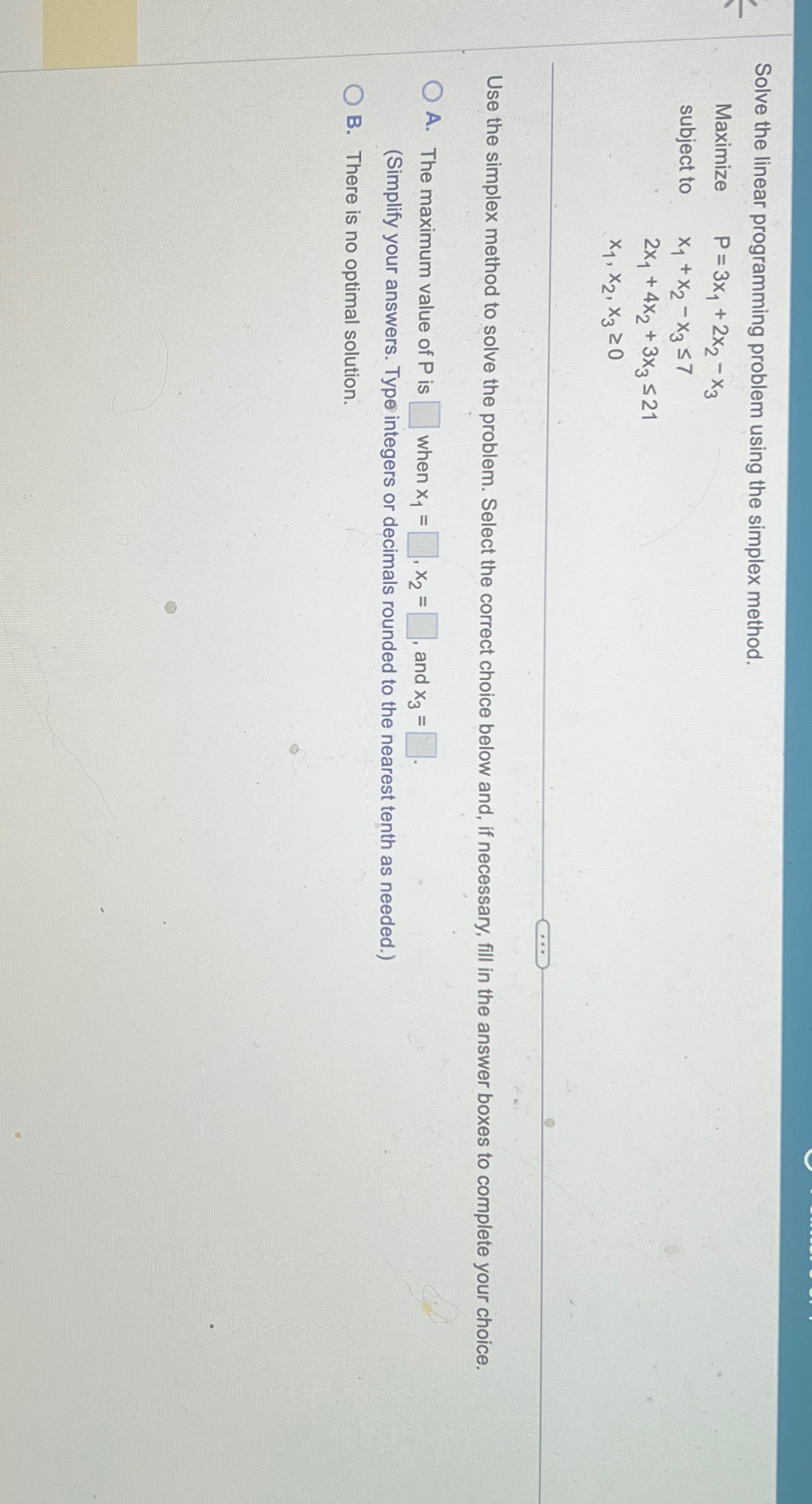 Solved Solve the linear programming problem using the | Chegg.com