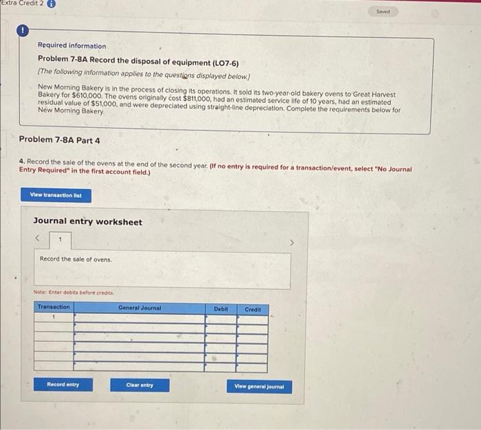 Solved Extra Credit 2 Stred Required Information Problem | Chegg.com