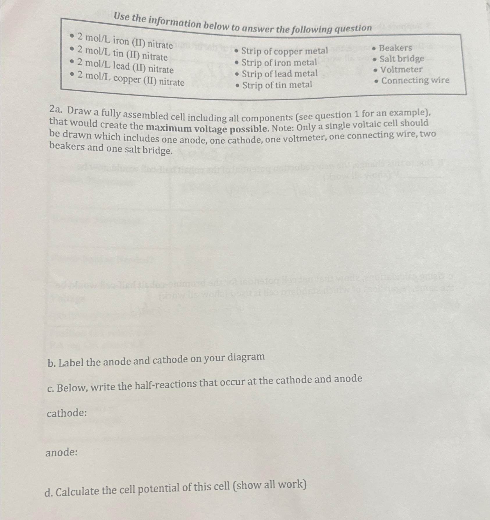 Use the information below to answer the following | Chegg.com
