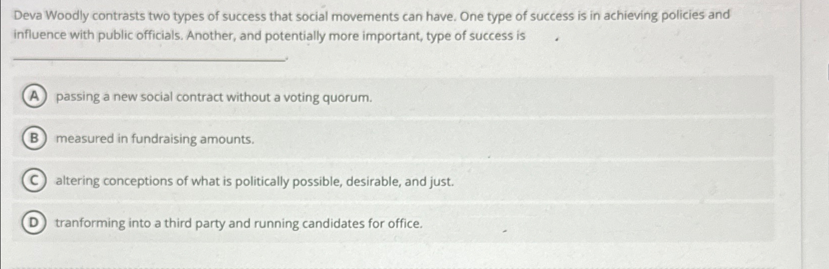 Solved Deva Woodly contrasts two types of success that | Chegg.com