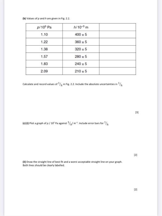 (b) Values Of P And H Are Given In Fig. 2.2 . | Chegg.com