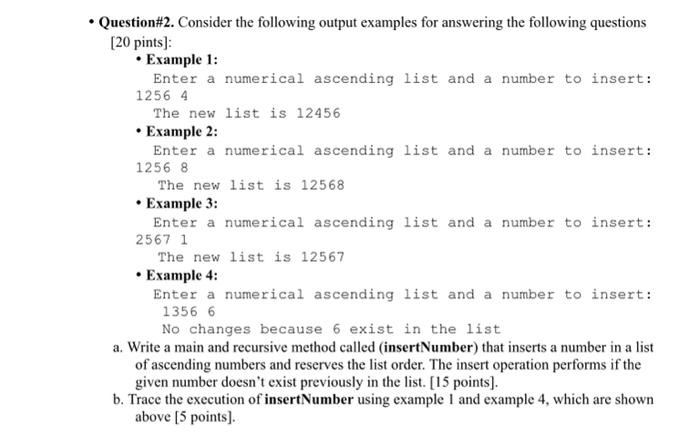 Solved - Question\#2. Consider the following output examples | Chegg.com