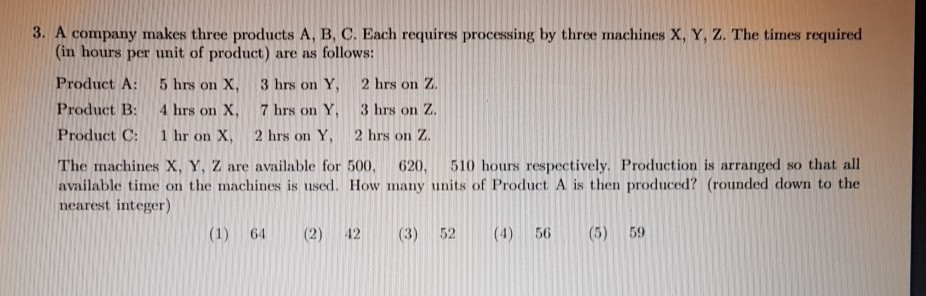 Solved 3. A company makes three products A, B, C. Each | Chegg.com