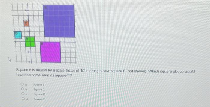 Solved Square A is dilated by a scale factor of 1/2 making a | Chegg.com