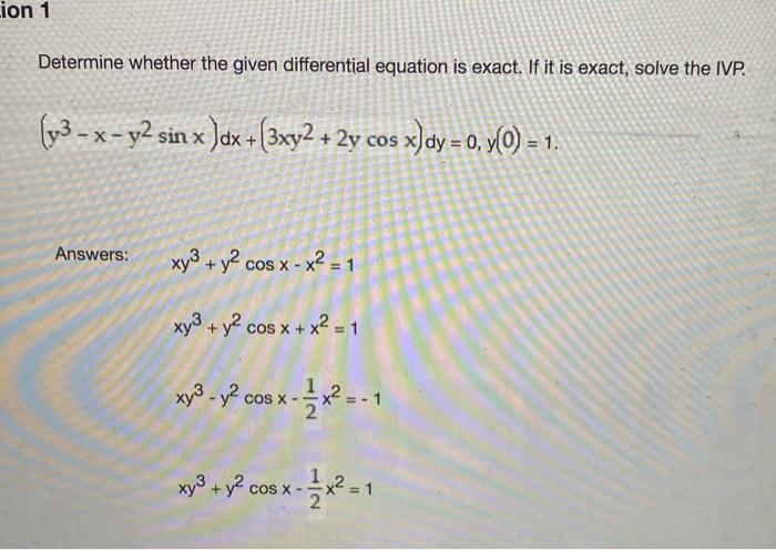 Solved n 2 N Determine whether the given differential | Chegg.com
