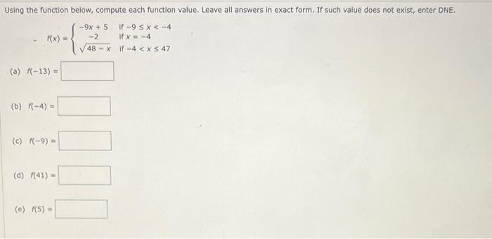 Solved Using the function below, compute each function | Chegg.com