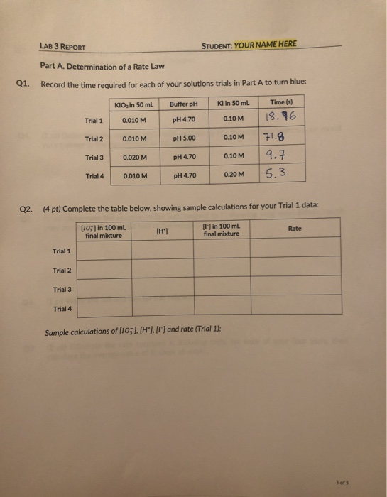 Solved LAB 3 REPORT STUDENT: YOUR NAME HERE Part A. | Chegg.com