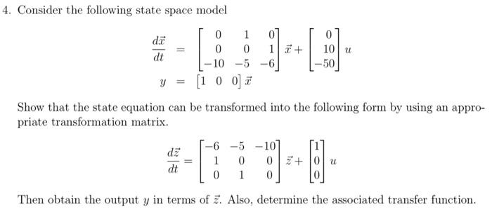 Solved 4. Consider The Following State Space Model | Chegg.com