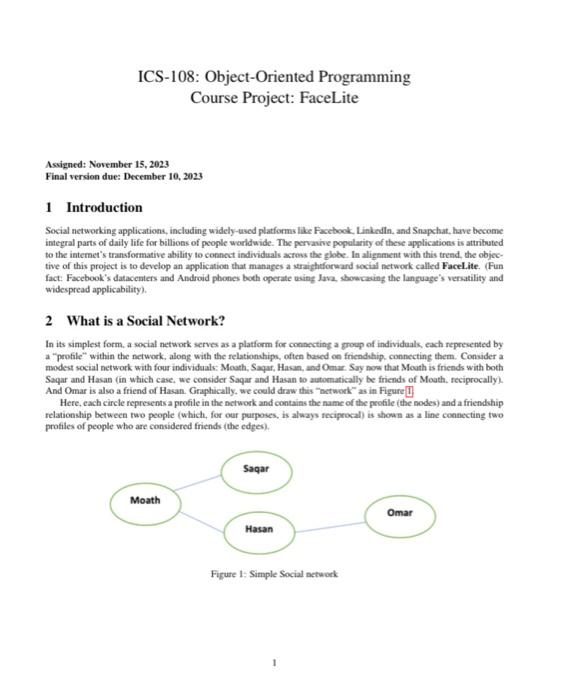 Solved ICS 108 - Object-Oriented Programming Project Design