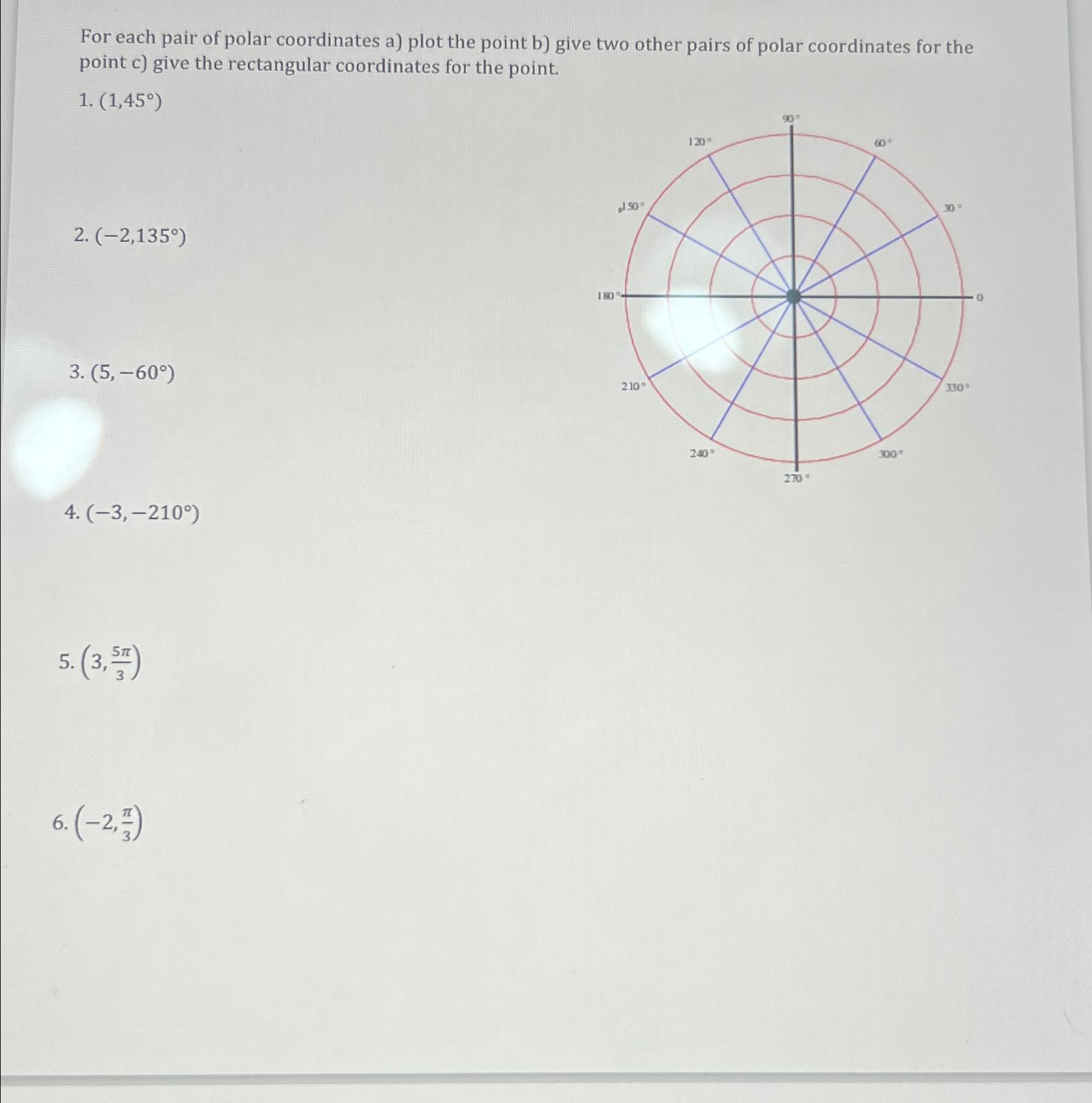 Solved For Each Pair Of Polar Coordinates A ﻿plot The Point