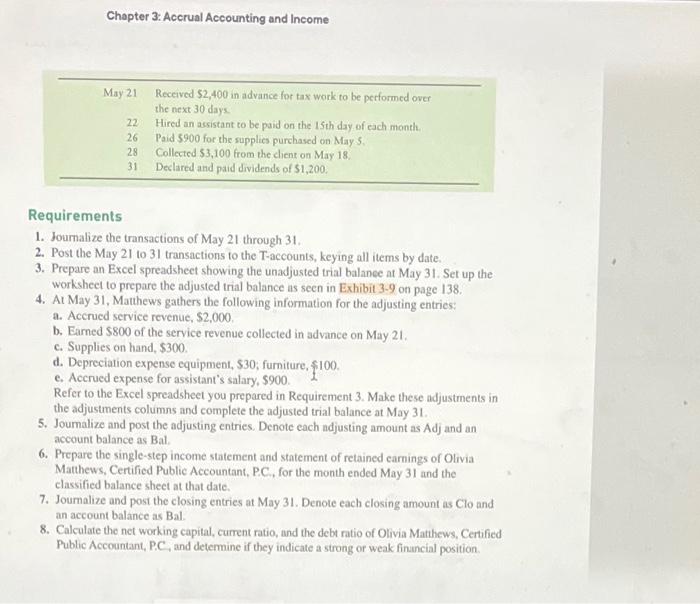 Solved Chapter 3: Accrual Accounting And Income Requirements | Chegg.com