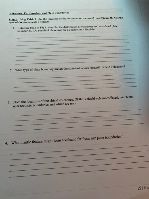 Volcanoes, Earthquakes, and Plate Boundaries Step 1: | Chegg.com