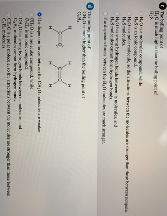 Solved C The boiling point of H O is much higher than the Chegg