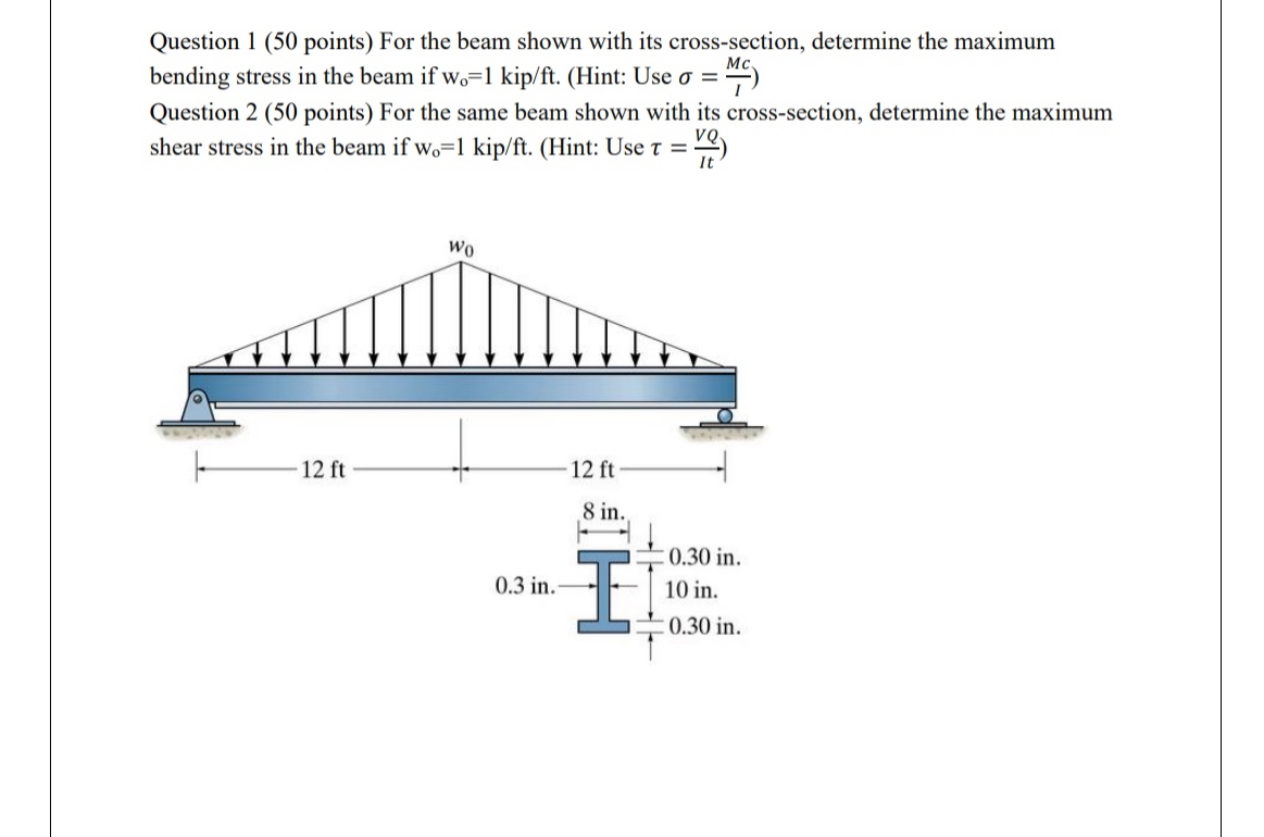 Solved Question 1 ( 50 ﻿points) ﻿For the beam shown with its | Chegg.com