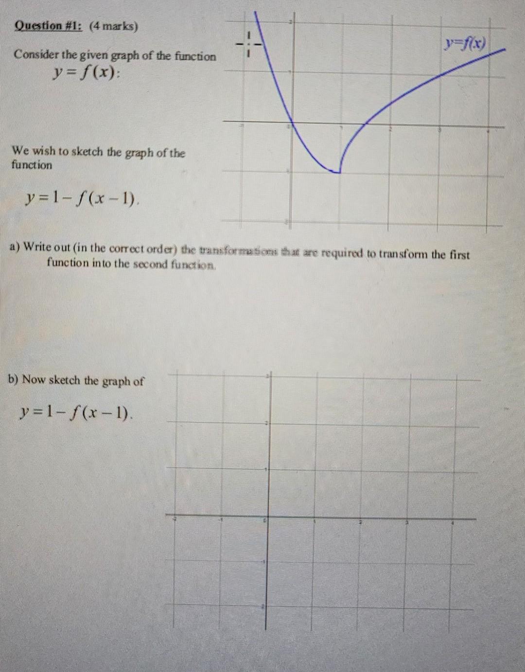 Solved Question #1: (4 marks) yf(x) Consider the given graph | Chegg.com