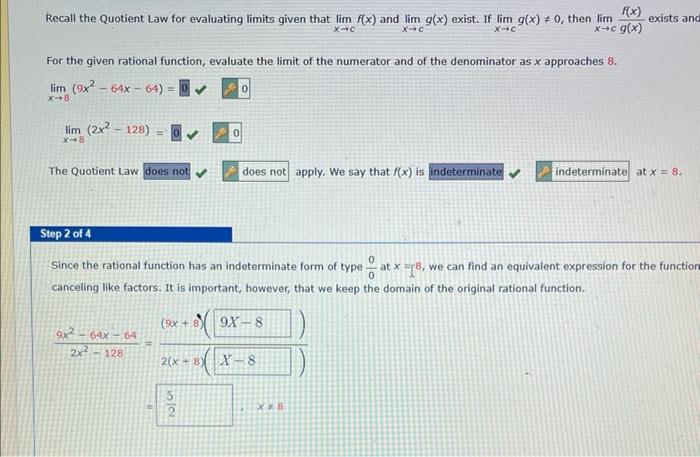 Solved 2x2−1289x2−64x−64=2(x+8)((9x+8)() = x =8Recall the | Chegg.com