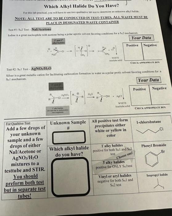 Solved Which Alkyl Halide Do You Have? For this lab | Chegg.com