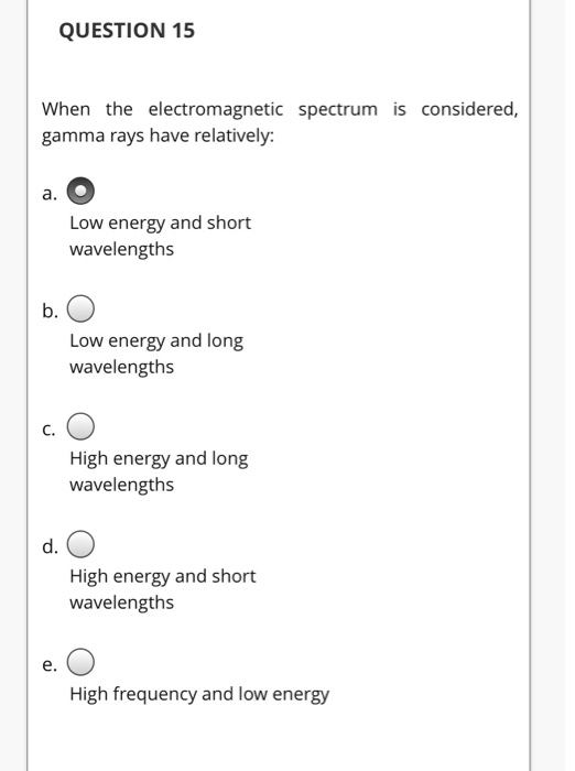 Solved QUESTION 14 Photons with the highest frequencies have
