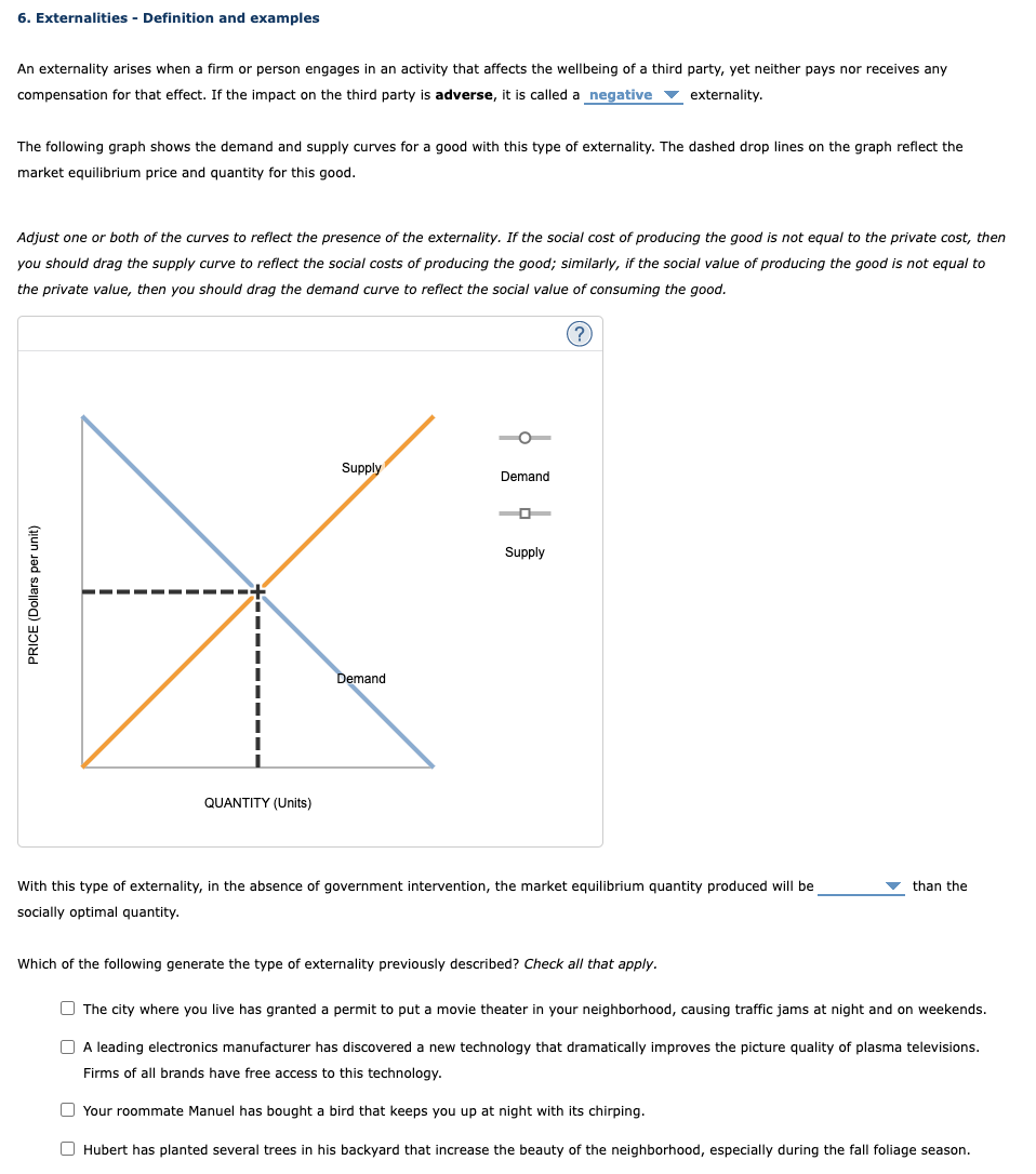 Solved Externalities - ﻿Definition and examplesAn | Chegg.com