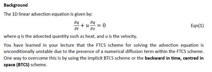 Solved 24 - 0 Background The 10 linear advection equation is | Chegg.com