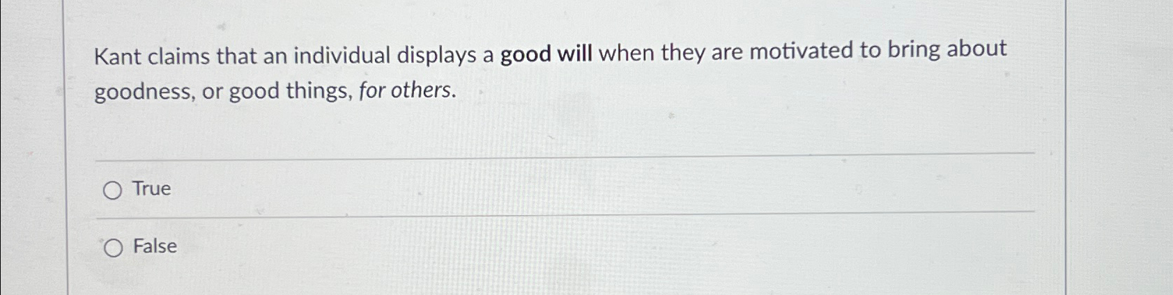 Solved Kant claims that an individual displays a good will | Chegg.com