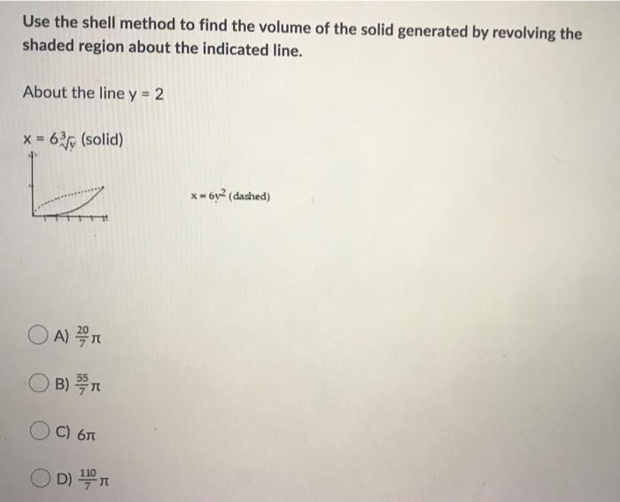Solved Use the shell method to find the volume of the solid | Chegg.com