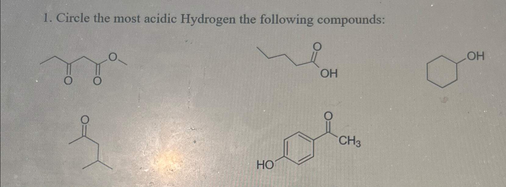 Solved Circle the most acidic Hydrogen the following | Chegg.com
