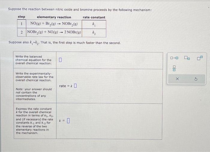 Solved Suppose the reaction between nitric oxide and bromine