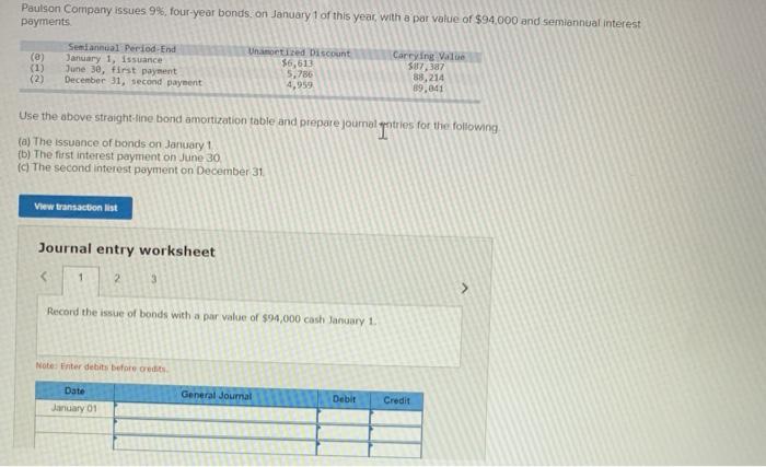 Solved Paulson Company Issues 9%, Four-year Bonds, On | Chegg.com