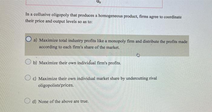 Solved Figure of a Cartel such as OPEC. Colluding Oligopoly | Chegg.com