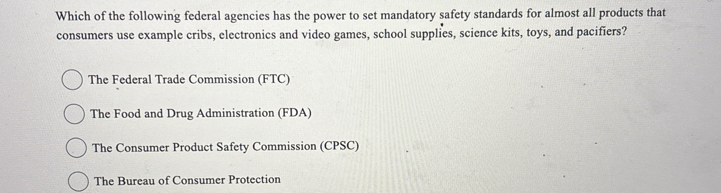 Solved Which of the following federal agencies has the power | Chegg.com