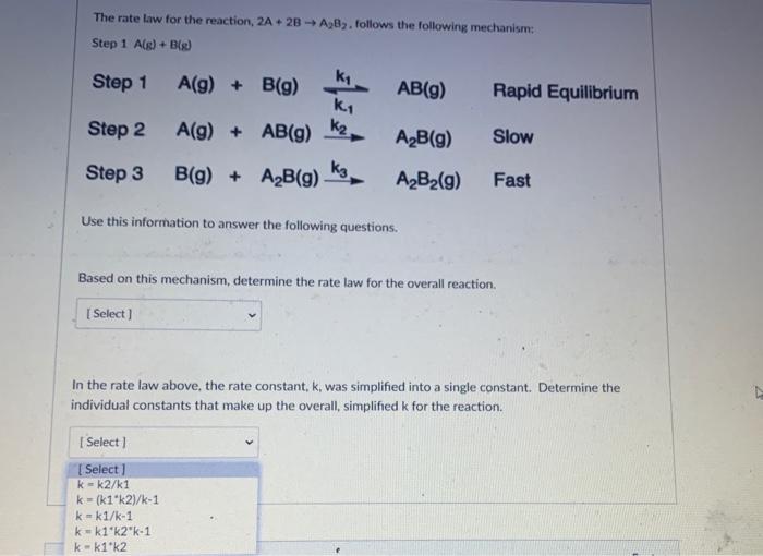 Solved The Rate Law For The Reaction, 2A + 2B AB2, Follows | Chegg.com