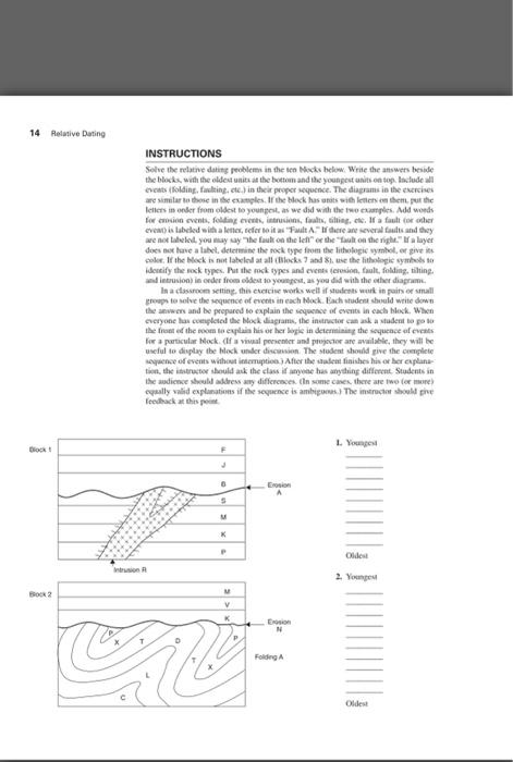 Solved 14 Relative Dating INSTRUCTIONS Solve the relative | Chegg.com