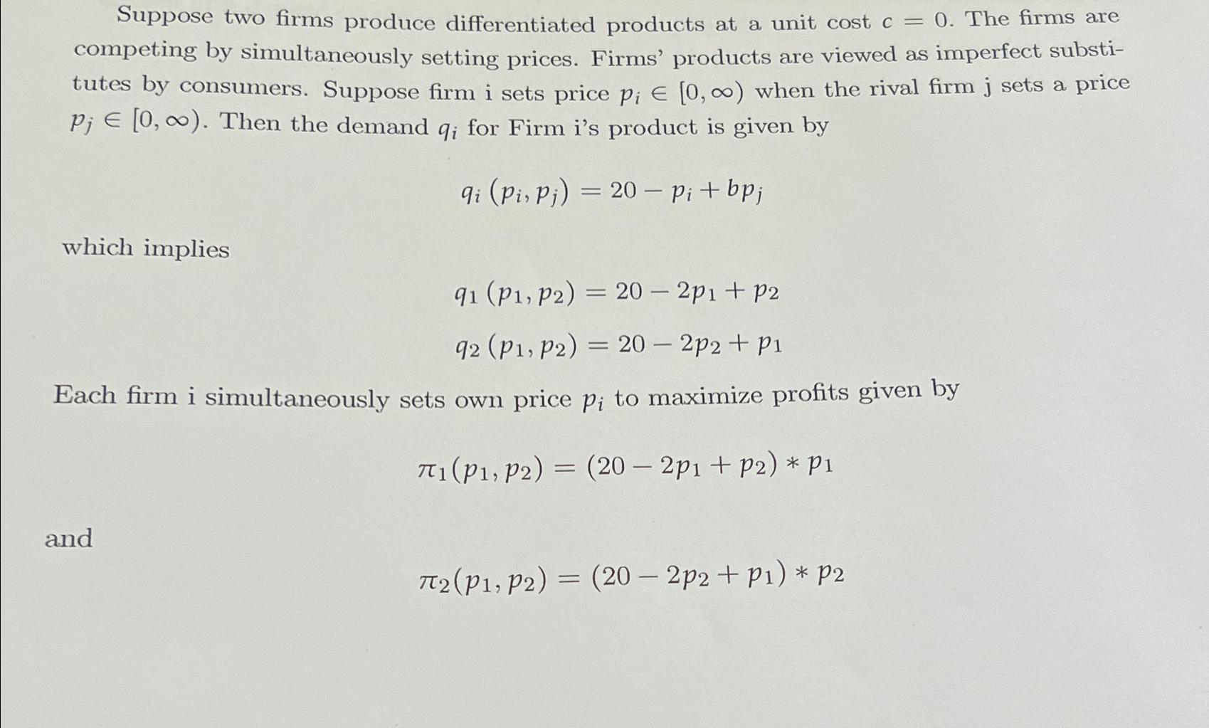 Solved Suppose Two Firms Produce Differentiated Products At | Chegg.com