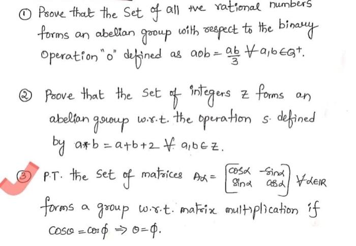 Solved forms an abelian Prove that the Set of all the | Chegg.com