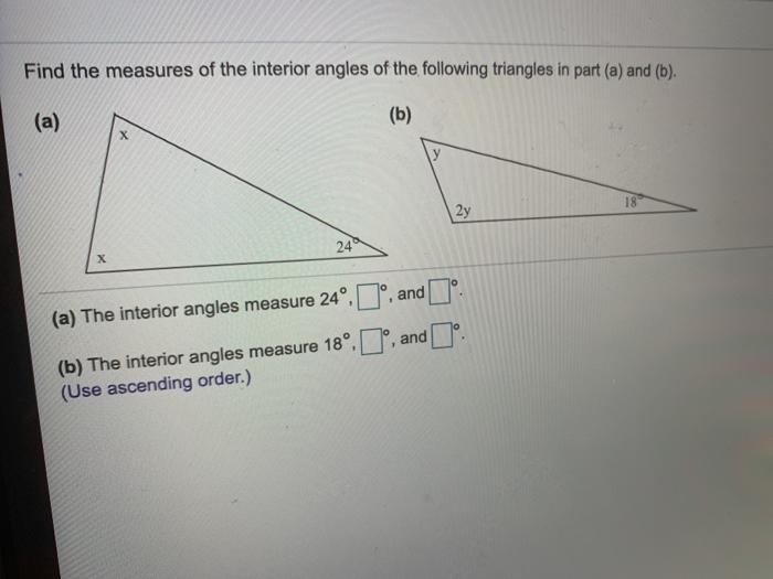 Solved Find the measures of the interior angles of the | Chegg.com