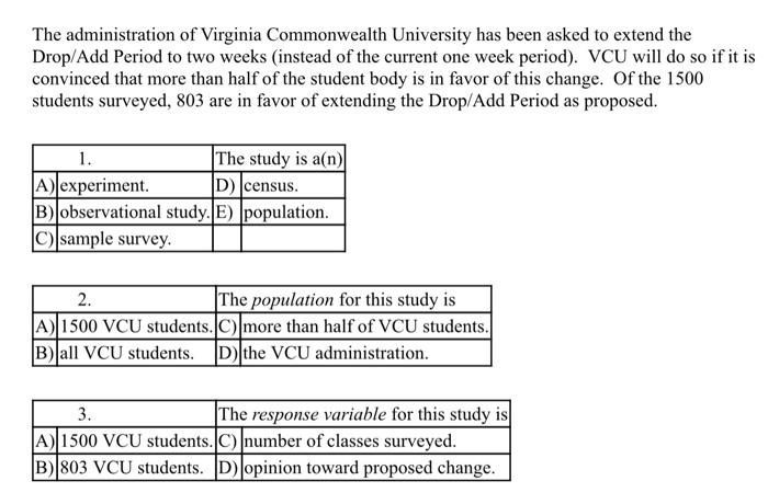Solved The Administration Of Virginia Commonwealth Chegg
