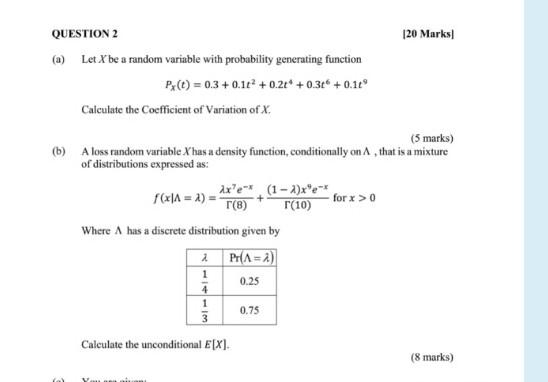 Solved 120 Marks QUESTION 2 (a) Let X be a random variable | Chegg.com